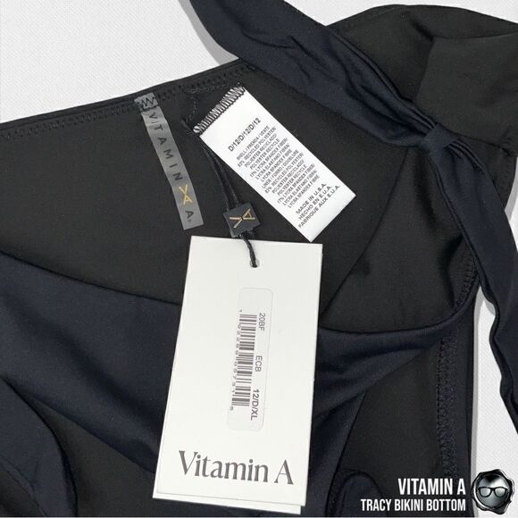 VITAMIN A SWIM TRACY FULL COVERAGE BIKINI BOTTOM IN BLACK ECOLUX SIZE XL NEW NWT - Picture 9 of 12